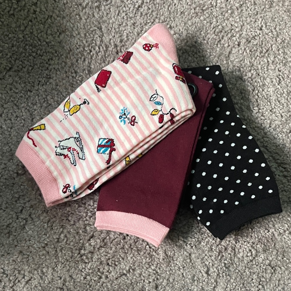 Kate Spade Pink and Black Striped Crew Socks - Picture 2 of 5